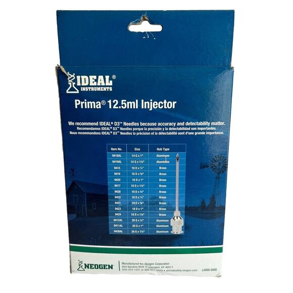 Ideal Prima 12.5 mL Injector Injection Neogen Cattle Livestock Dewormer vax - Picture 2 of 4